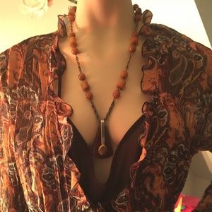 Art Deco Butterscotch/ Chocolate Bakelite Pendant Necklace